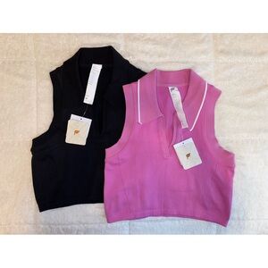 Fabletics Black and Pink Tank Tops
